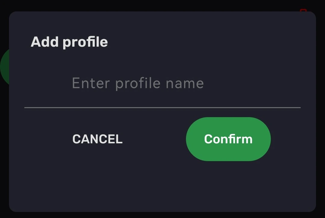 Add profile popup